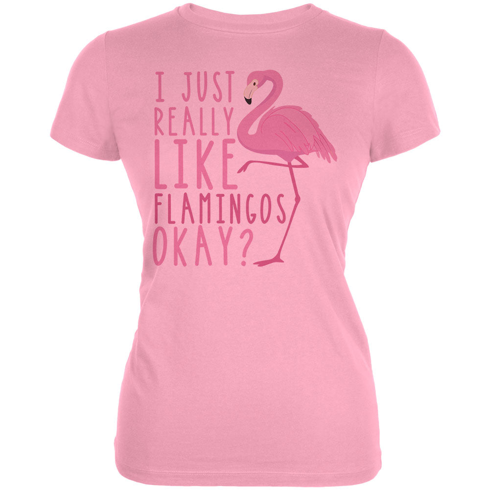 I Just Really Like Flamingos Juniors Soft T Shirt Juniors T-Shirts Old Glory 2XL Pink 