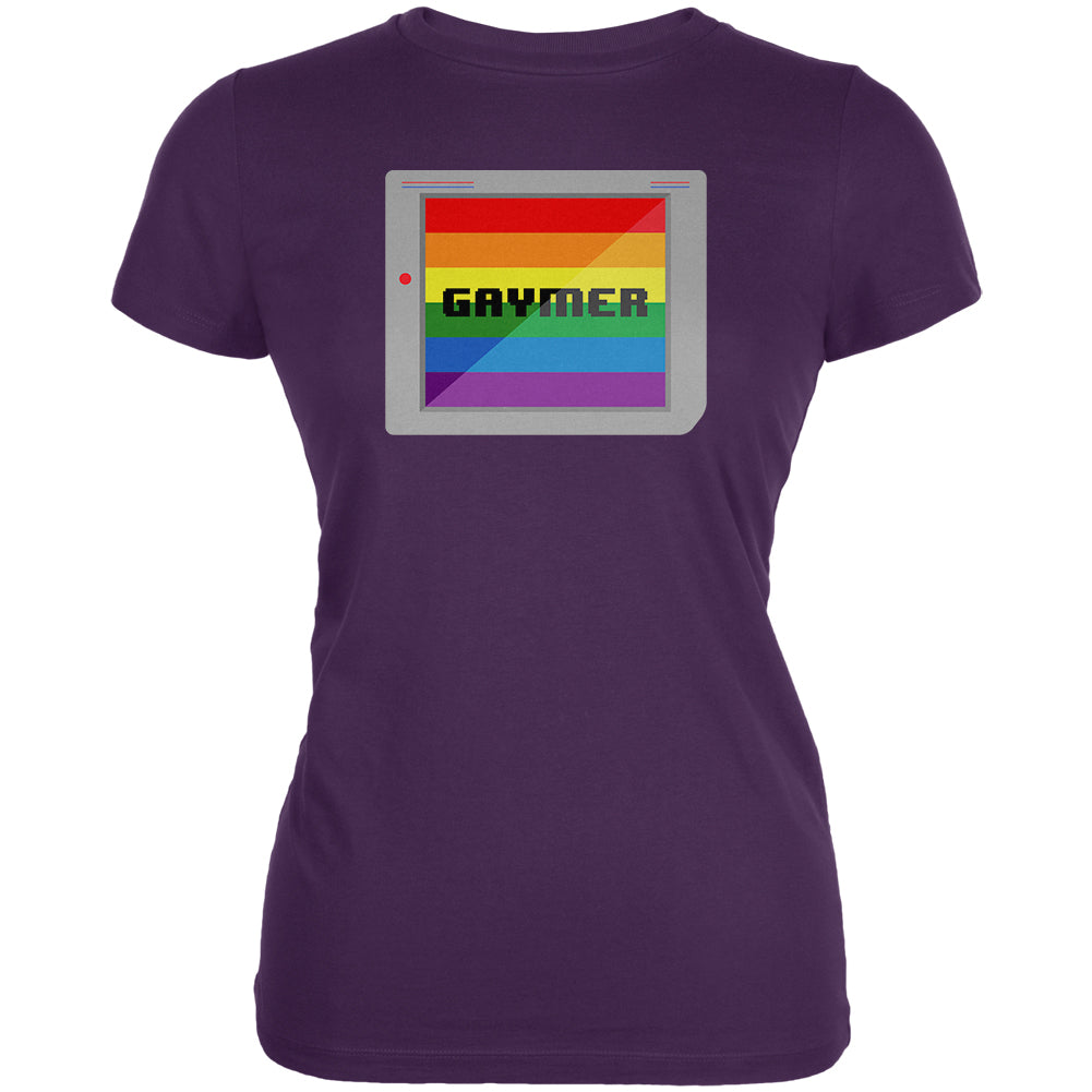 LGBT Halloween Handheld Gamer Gaymer Costume Juniors Soft T Shirt Juniors T-Shirts LGBT 2XL Purple 