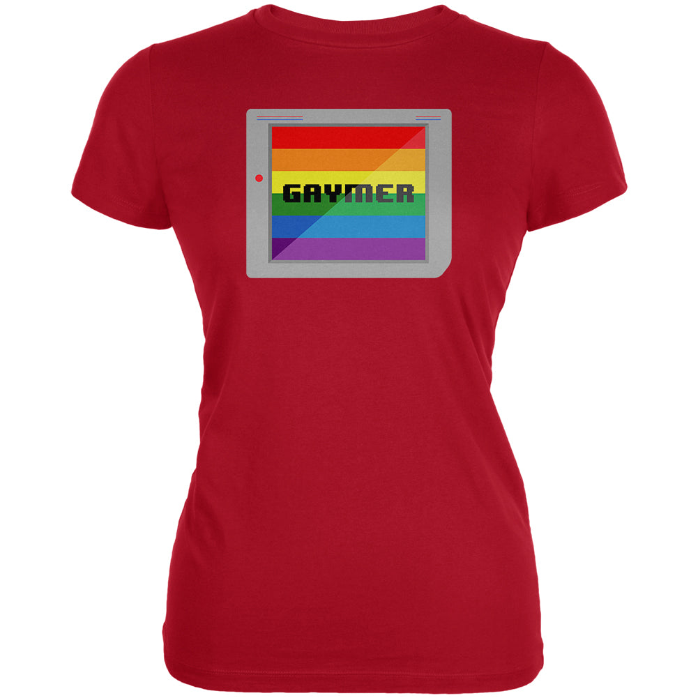 LGBT Halloween Handheld Gamer Gaymer Costume Juniors Soft T Shirt Juniors T-Shirts LGBT 2XL Red 