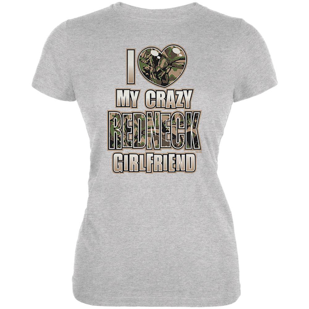 I Love My Crazy Redneck Girlfriend Juniors Soft T Shirt Juniors T-Shirts Old Glory 2XL Grey 