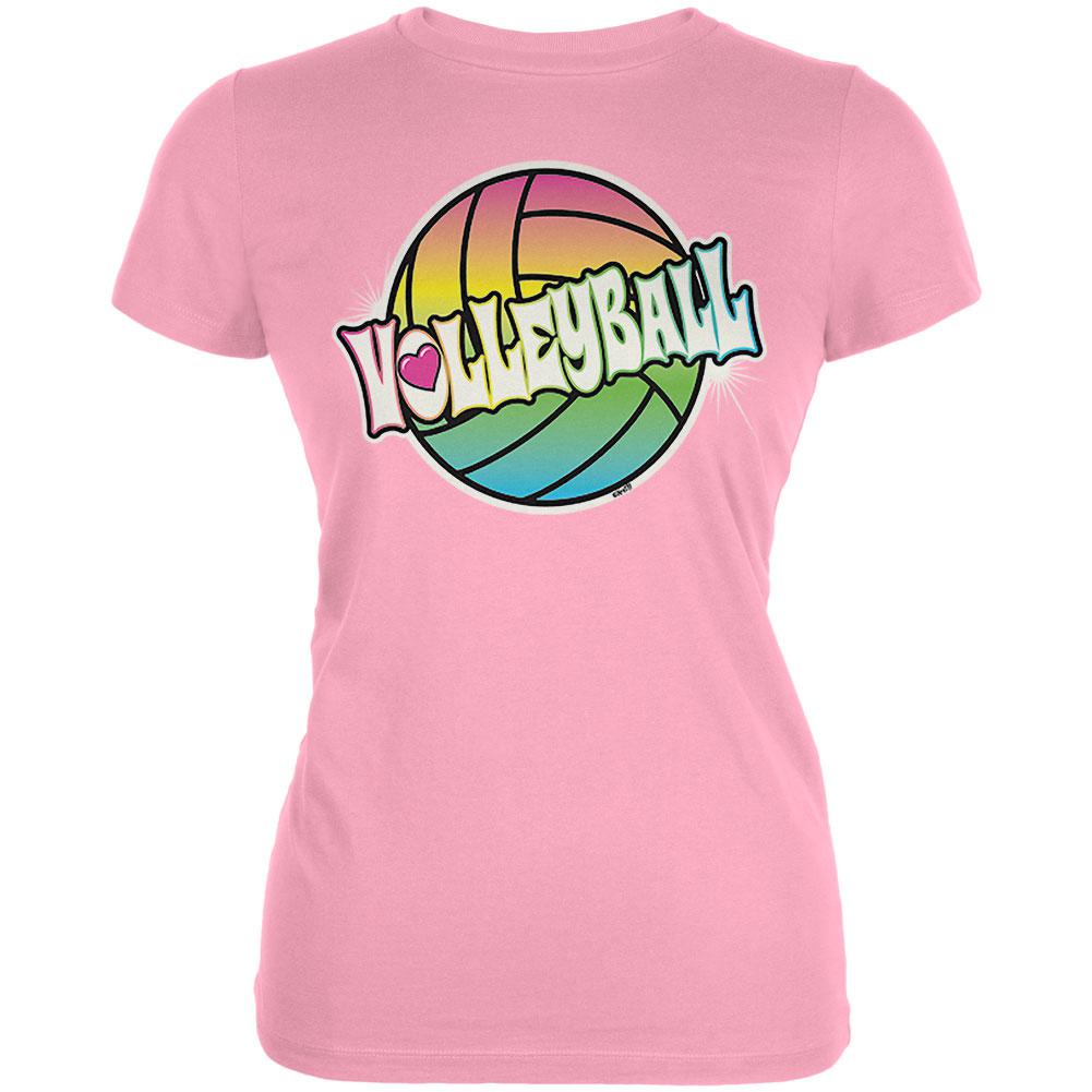 Rainbow Volleyball Neon Juniors Soft T Shirt Juniors T-Shirts Old Glory 2XL Pink 