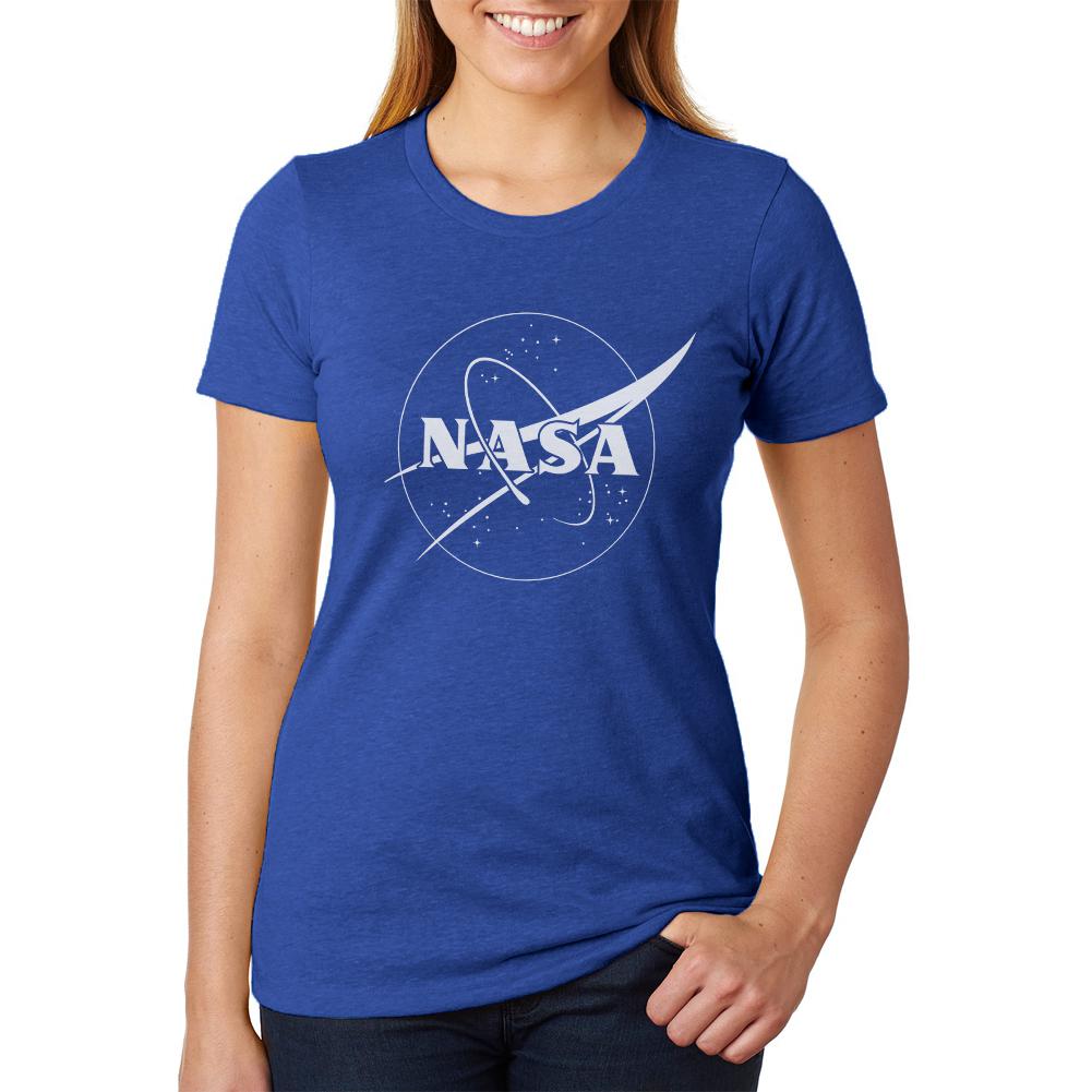 NASA Outline Logo Juniors Soft Heather T Shirt Juniors T-Shirts NASA 2XL Blue 