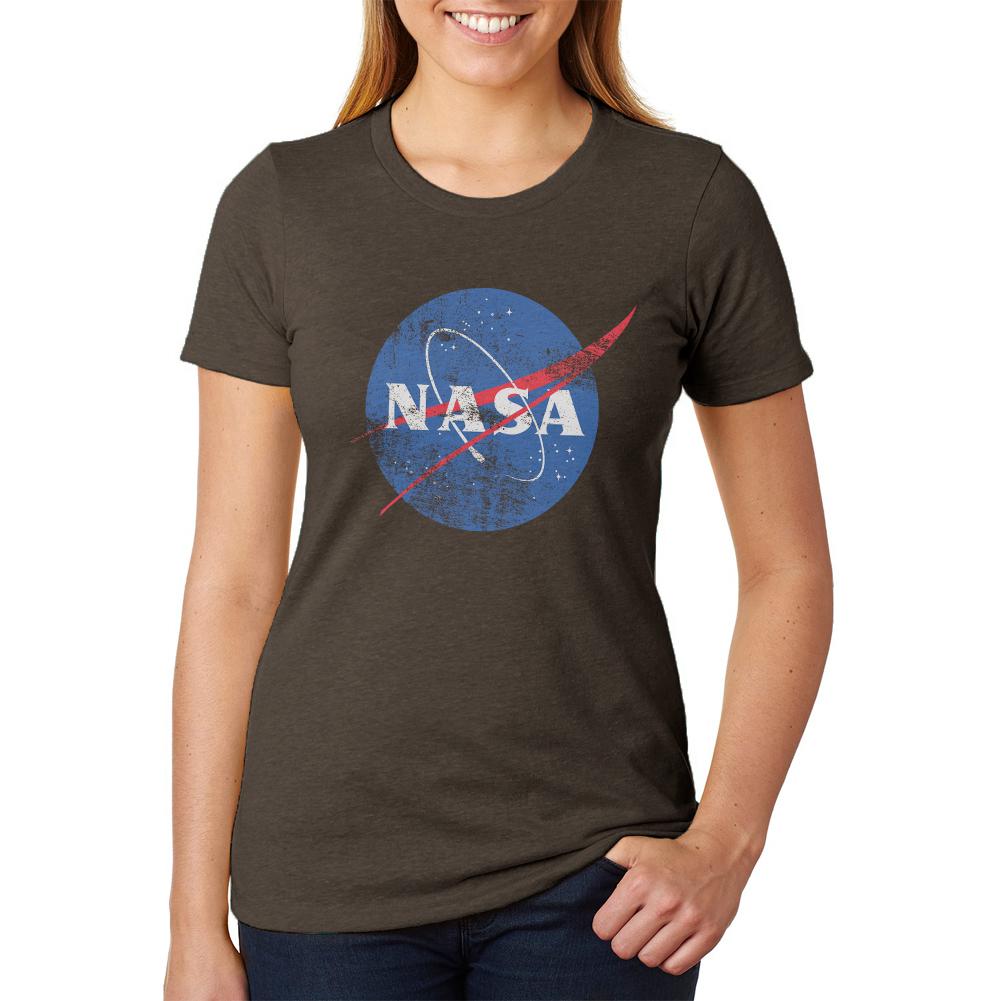 NASA Distressed Logo Juniors Soft Heather T Shirt Juniors T-Shirts NASA 2XL Brown 