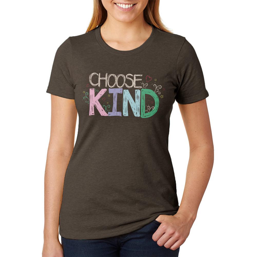 Anti-Bully Choose Kind Sketch Juniors Soft Heather T Shirt Juniors T-Shirts Old Glory 2XL Brown 