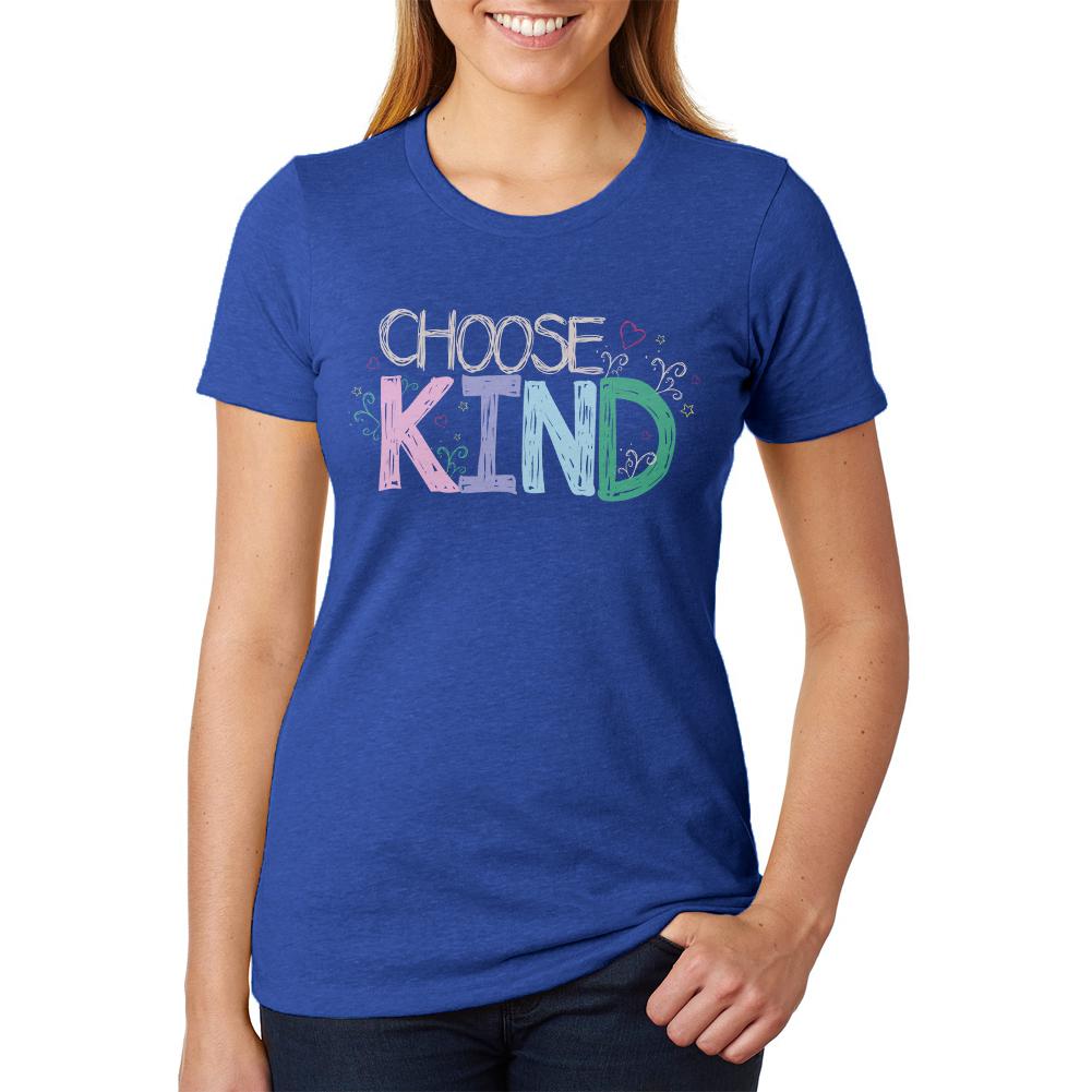 Anti-Bully Choose Kind Sketch Juniors Soft Heather T Shirt Juniors T-Shirts Old Glory 2XL Blue 