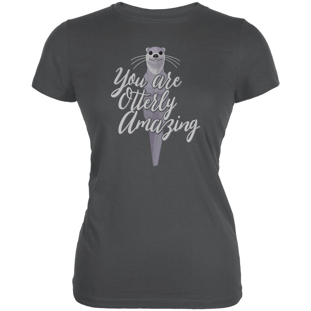 You are Otterly Utterly Amazing Pun Juniors Soft T Shirt Juniors T-Shirts Old Glory 2XL Grey 