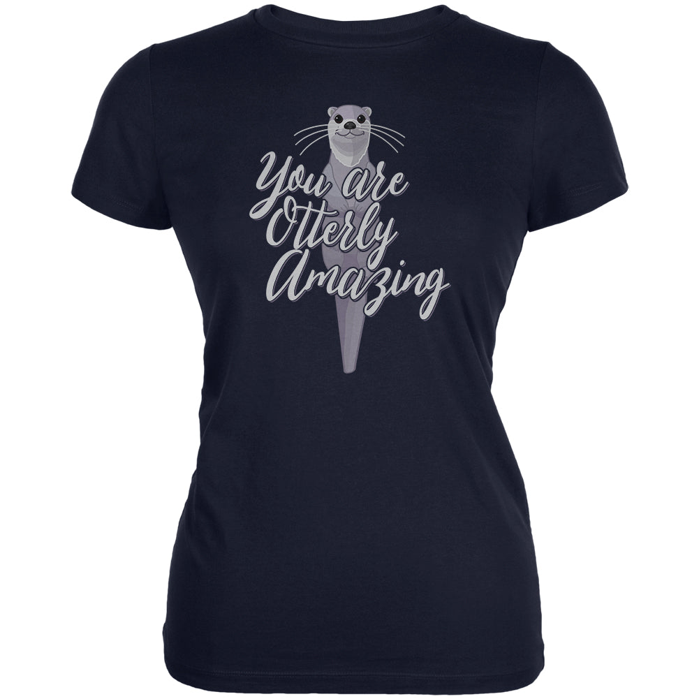 You are Otterly Utterly Amazing Pun Juniors Soft T Shirt Juniors T-Shirts Old Glory 2XL Navy 