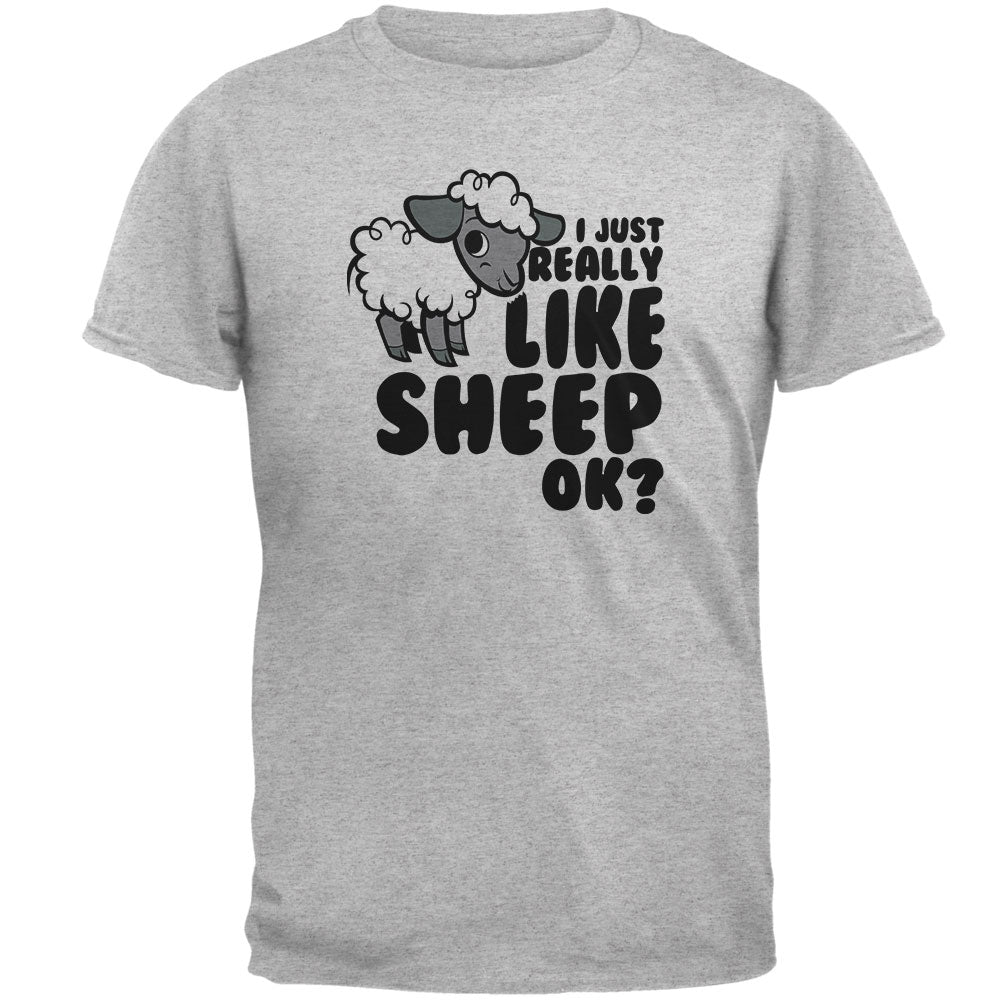 I Just Really Like Sheep Cute Mens T Shirt Men's T-Shirts Old Glory 2XL Heather Grey 