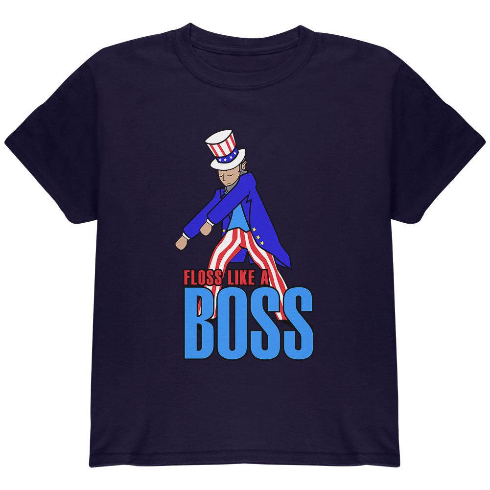 4th Of July Flossing Uncle Sam Dance Patriot Youth T Shirt Youth T-Shirts 4th of July YLG Navy 