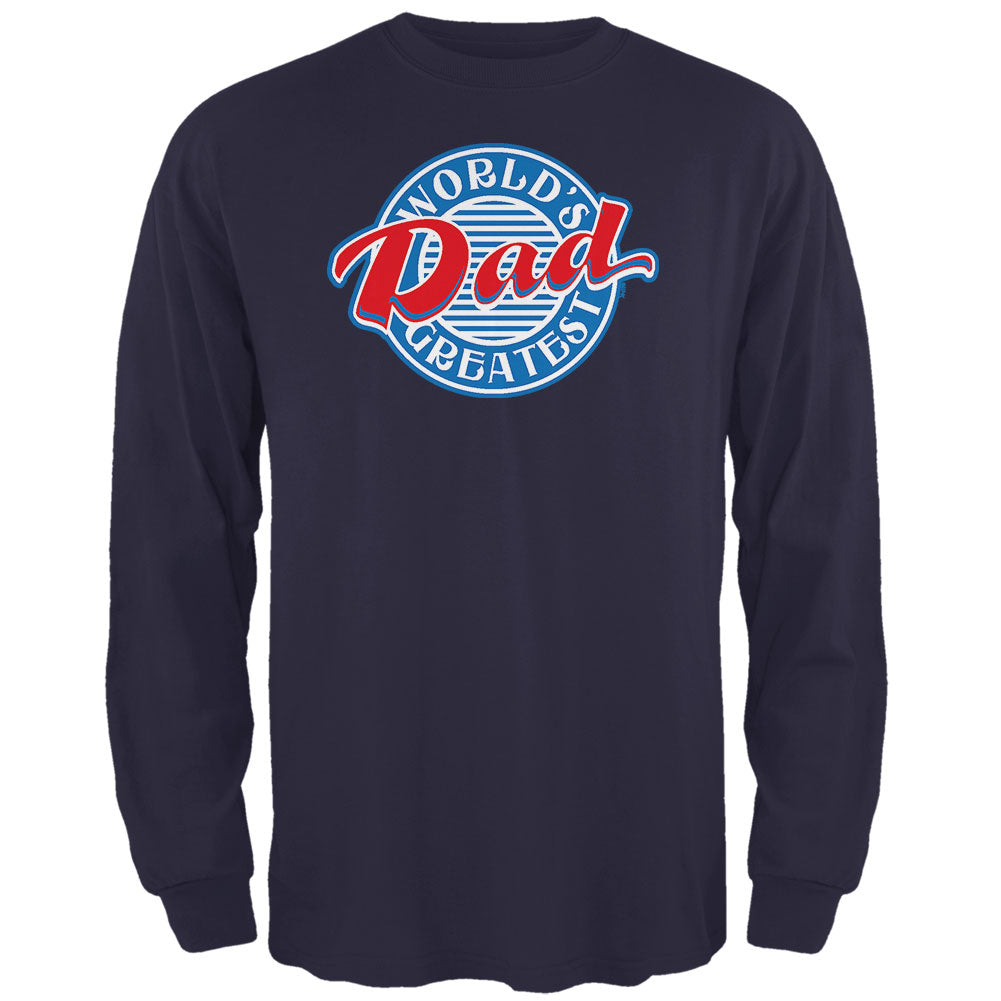 World's Greatest Dad Circle Mens Long Sleeve T Shirt Men's Long Sleeves Father's Day 2XL Navy 