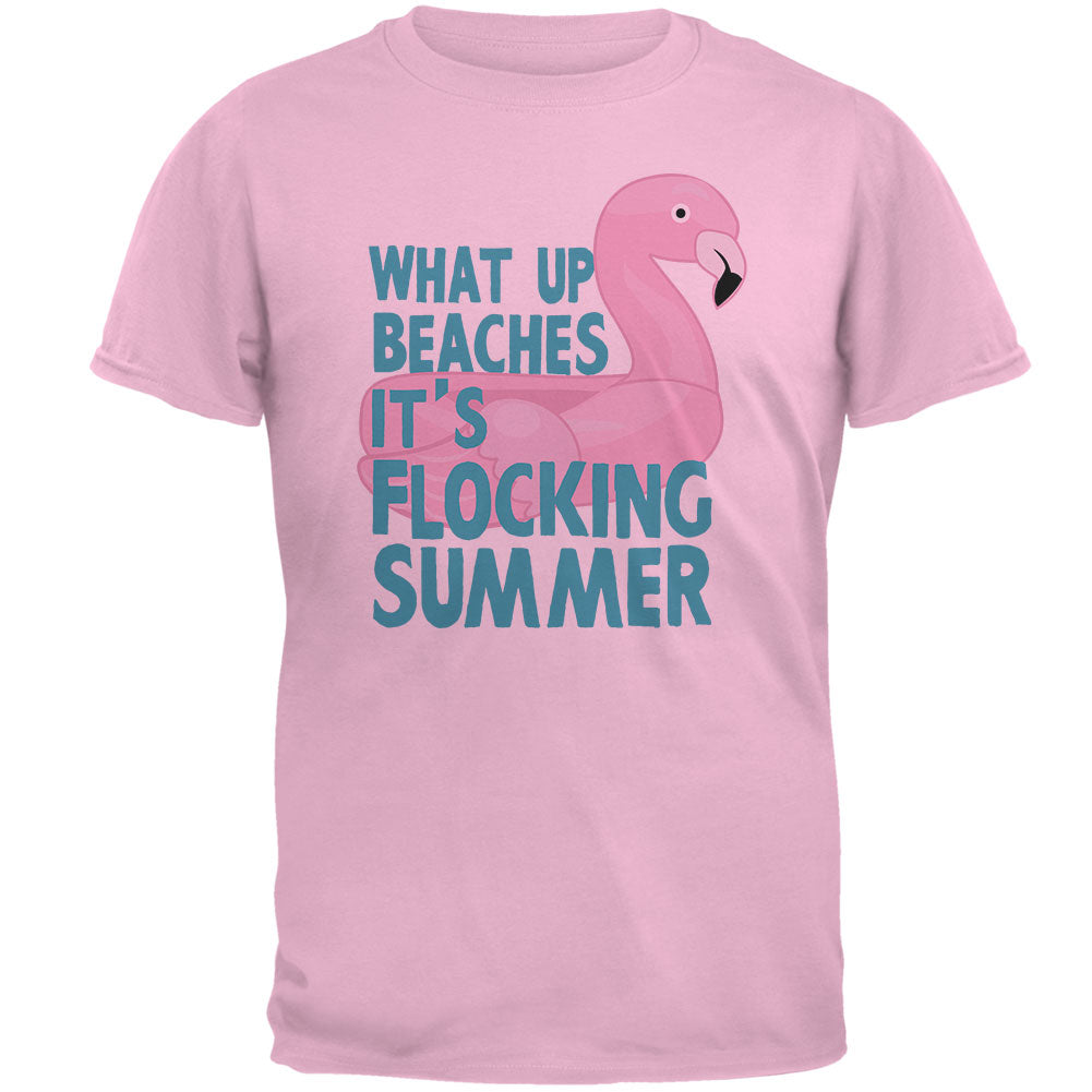 Flamingo What Up Beaches It's Flocking Summer Funny Pun Mens T Shirt Men's T-Shirts Old Glory 2XL Light Pink 