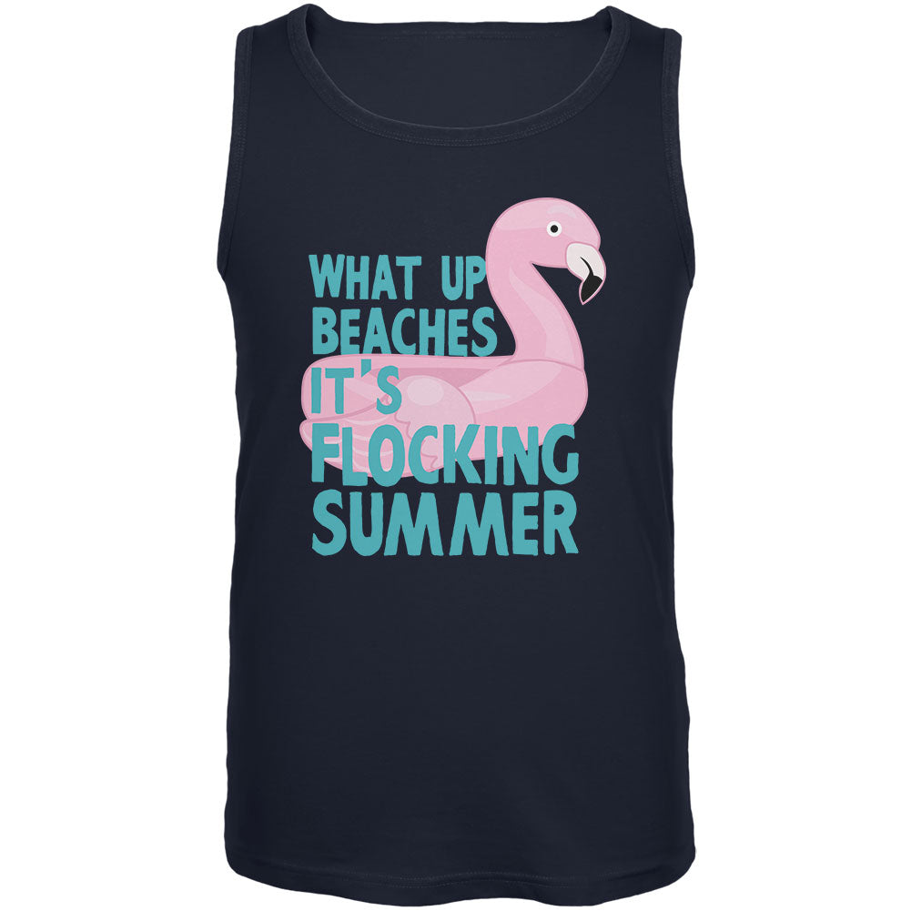 Flamingo What Up Beaches It's Flocking Summer Funny Pun Mens Tank Top Men's Tank Tops Old Glory 2XL Black 