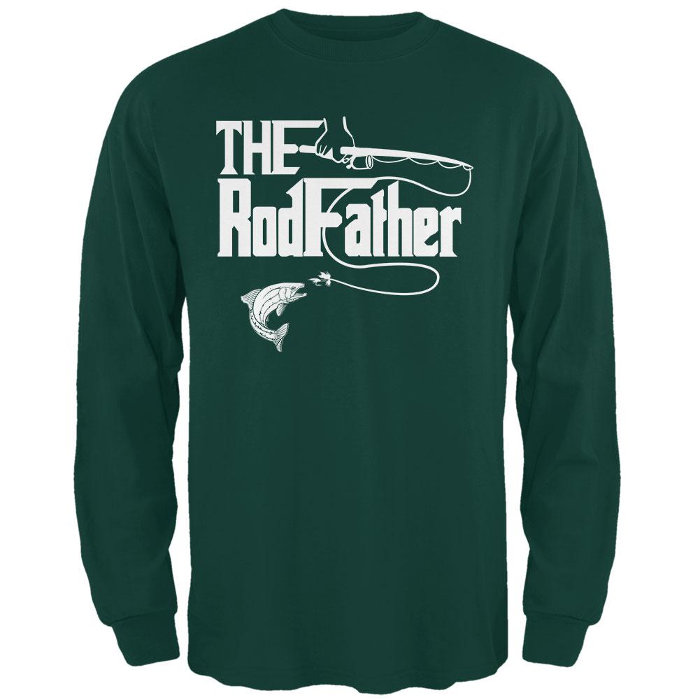 Father's Day Rod Father Fishing Mens Long Sleeve T Shirt Men's Long Sleeves Old Glory 2XL Green 