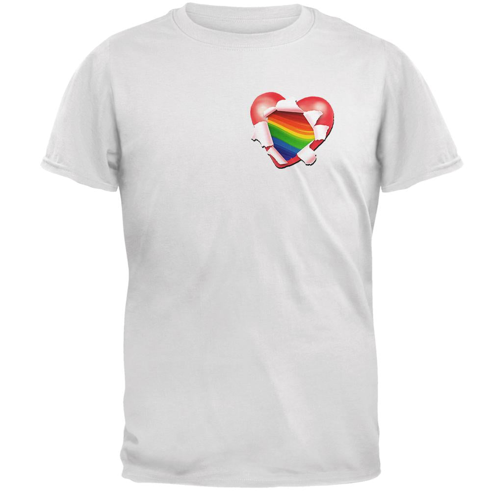 LGBT Heart Full of Pride Mens T Shirt Men's T-Shirts Old Glory 2XL White 