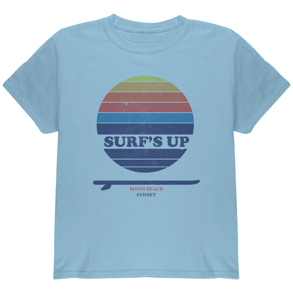 Surf's Up Bondi Beach Sydney Australia Youth T Shirt Youth T-Shirts Old Glory YLG Light Blue 