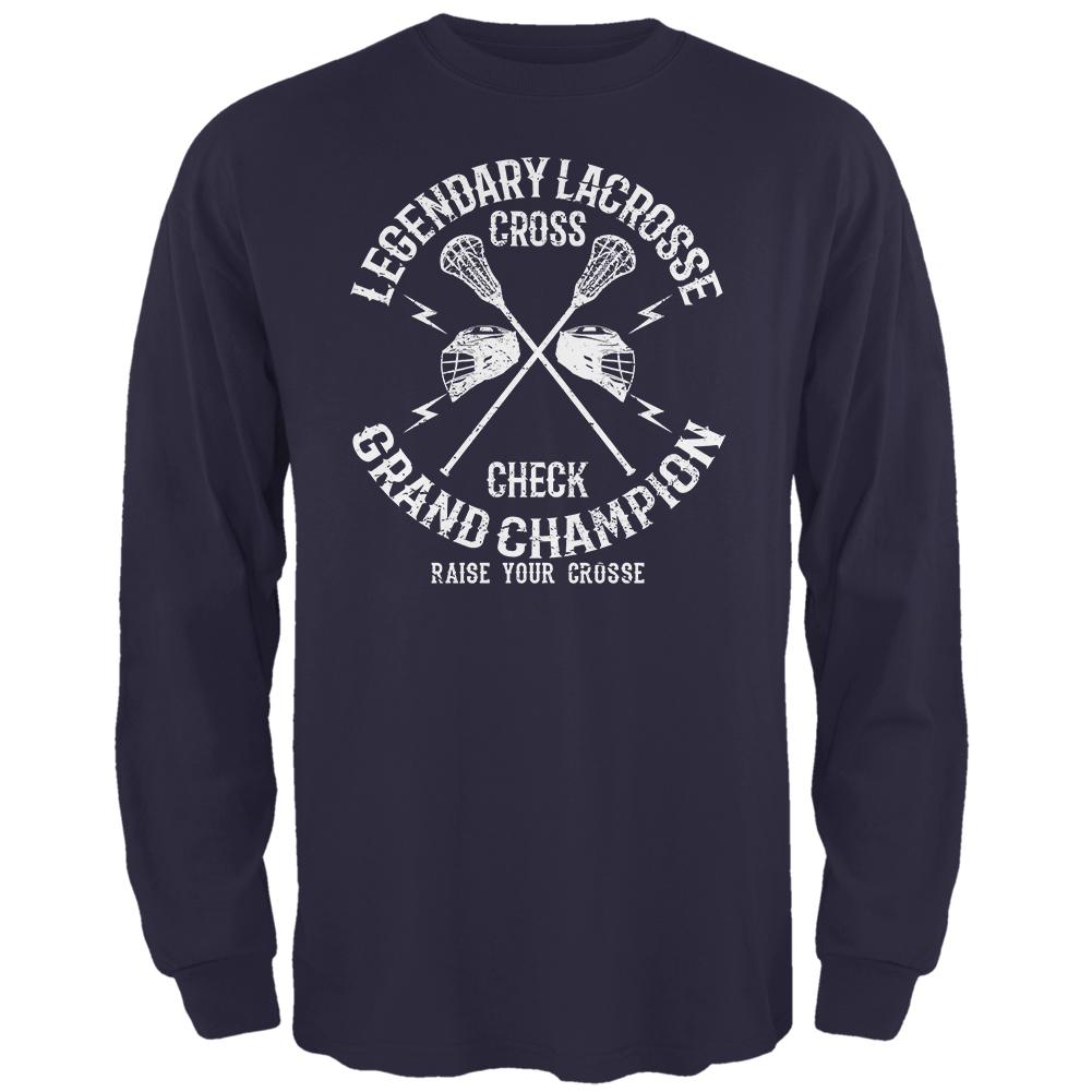 Lacrosse Cross Check Champion Mens Long Sleeve T Shirt Men's Long Sleeves Old Glory 2XL Navy 