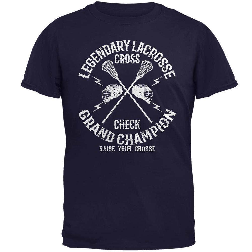 Lacrosse Cross Check Champion Mens T Shirt Men's T-Shirts Old Glory 2XL Navy 