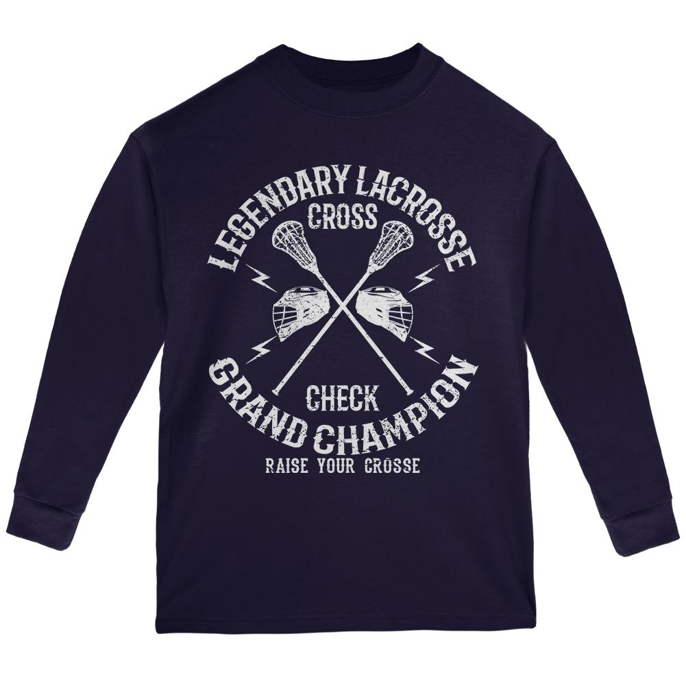 Lacrosse Cross Check Champion Youth Long Sleeve T Shirt Youth Long Sleeves Old Glory LG Navy 