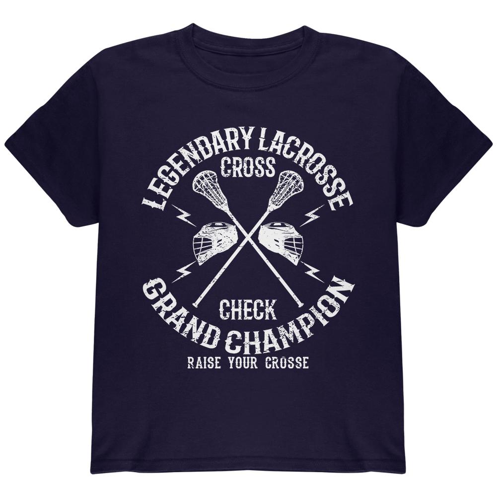 Lacrosse Cross Check Champion Youth T Shirt Youth T-Shirts Old Glory LG Navy 