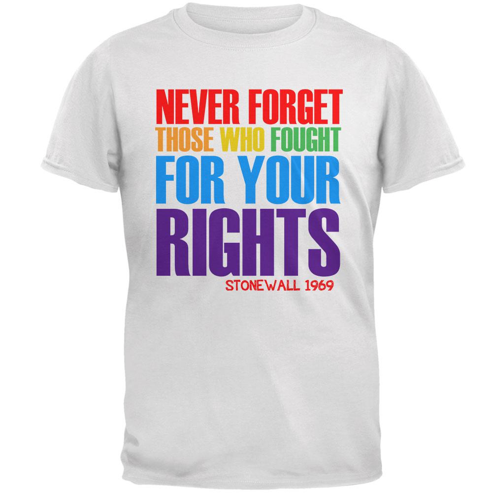 Never Forget Those Who Fought For Your Rights LGBTQ Mens Soft T Shirt Men's T-Shirts Old Glory 2XL White 