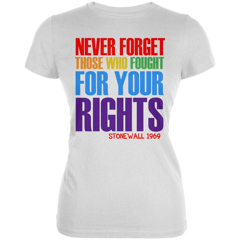 Never Forget Those Who Fought For Your Rights LGBTQ Juniors Soft T Shirt Juniors T-Shirts Old Glory 2XL White 