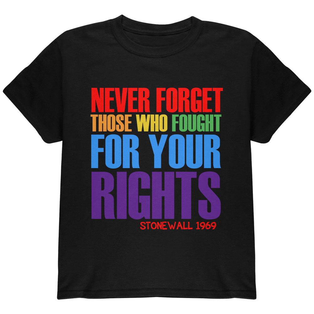 Never Forget Those Who Fought For Your Rights LGBTQ Youth T Shirt Youth T-Shirts Old Glory LG Black 