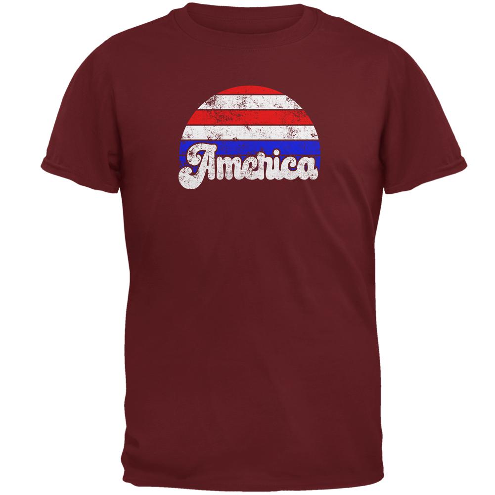 4th of July Vintage Distressed America Sunrise Mens T Shirt Men's T-Shirts Old Glory 2XL Red 