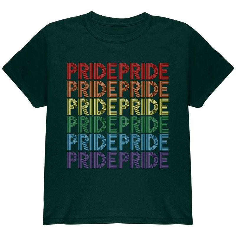 LGBTQ Pride Rainbow 70's Repeat Youth T Shirt Youth T-Shirts Old Glory LG Green 