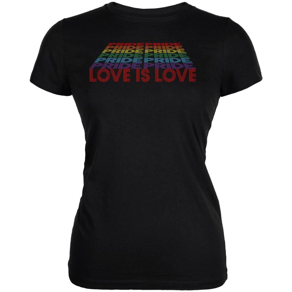 LGBTQ Pride Rainbow Love is Love Juniors Soft T Shirt Juniors T-Shirts Old Glory 2XL Black 