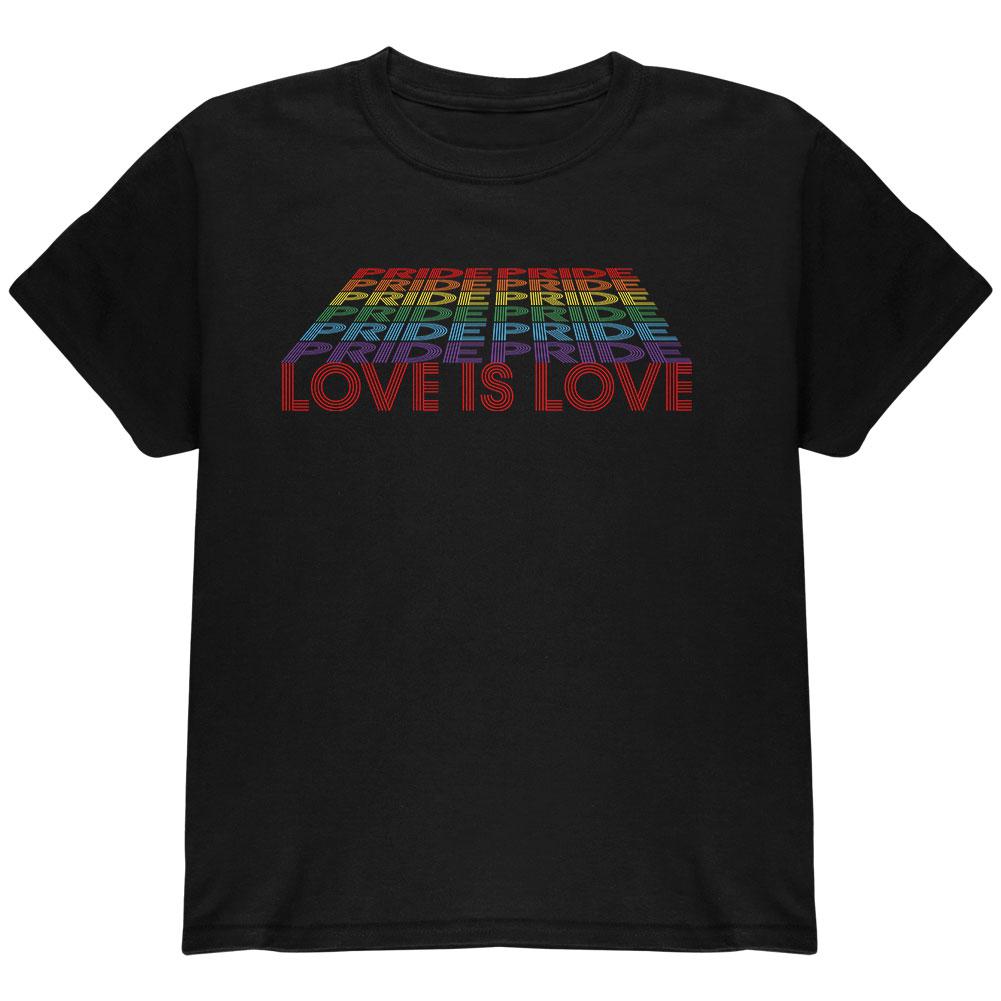 LGBTQ Pride Rainbow Love is Love Youth T Shirt Youth T-Shirts Old Glory LG Black 