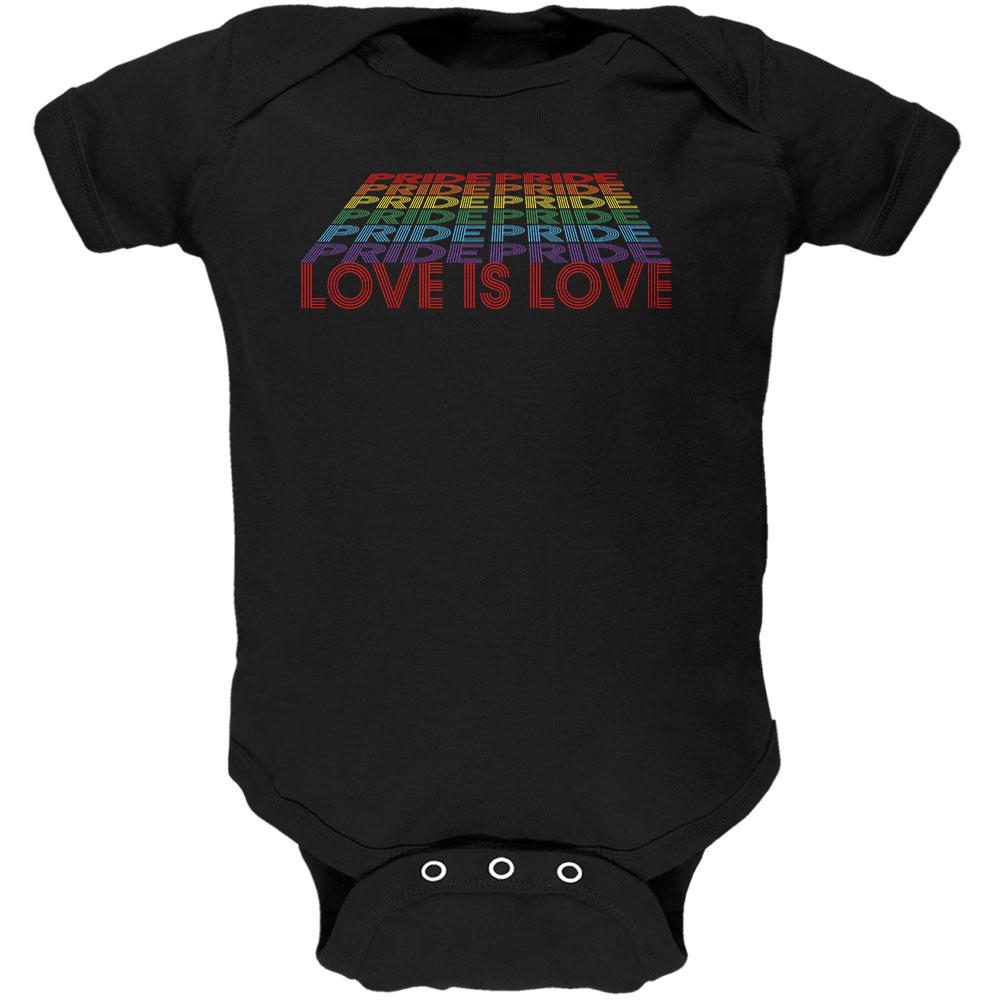 LGBTQ Pride Rainbow Love is Love Soft Baby One Piece Baby One Piece Old Glory 0-3M Black 