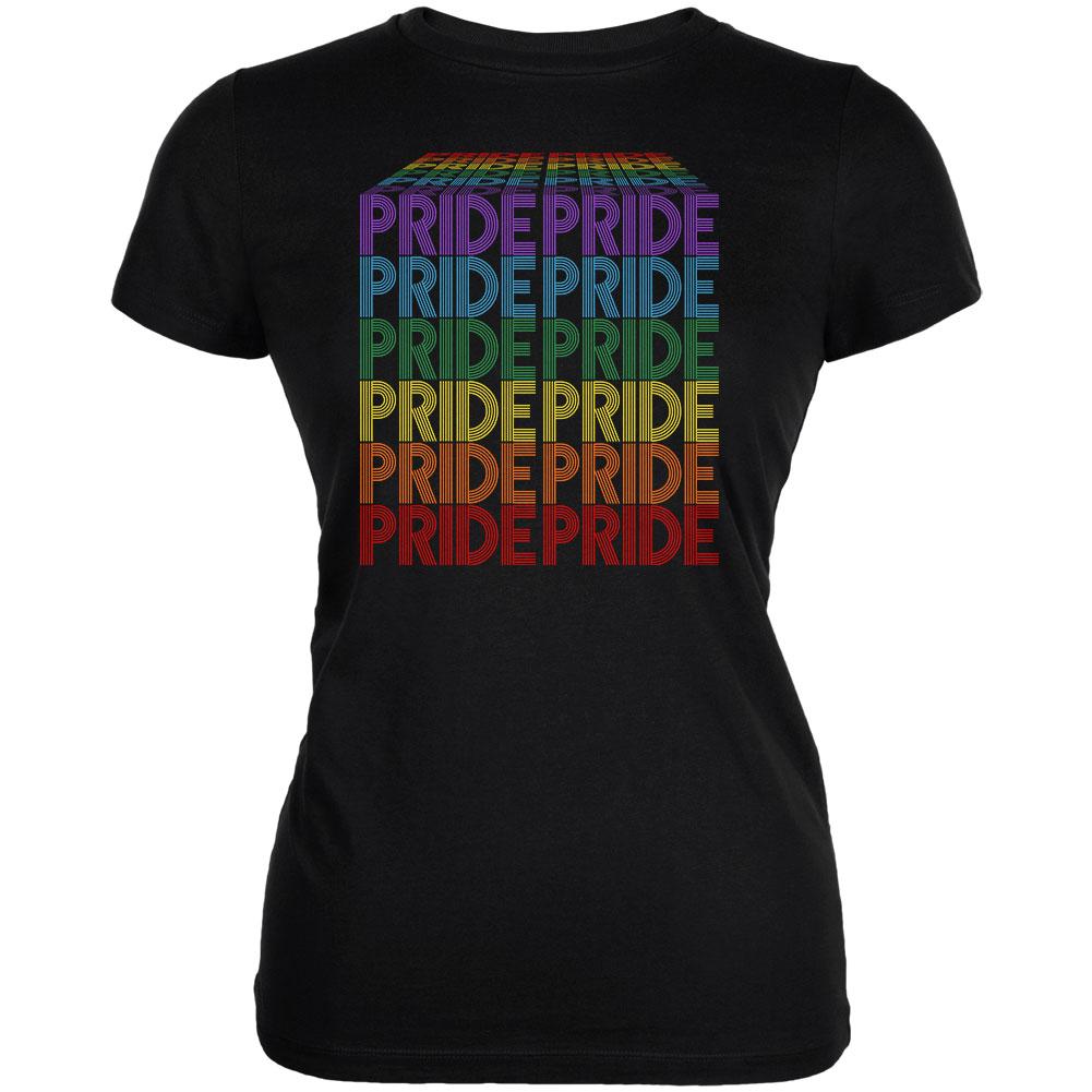 LGBTQ Pride Rainbow Waterfall Block Juniors Soft T Shirt Juniors T-Shirts Old Glory 2XL Black 