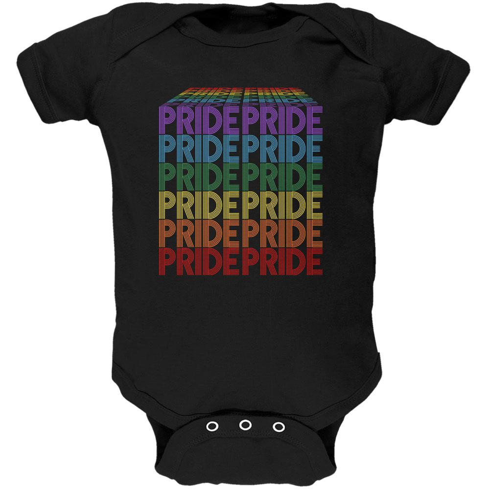 LGBTQ Pride Rainbow Waterfall Block Soft Baby One Piece Baby One Piece Old Glory 0-3M Black 