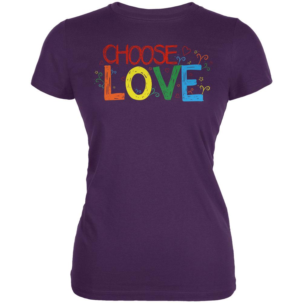 LGBTQ Choose Love Juniors Soft T Shirt Juniors T-Shirts Old Glory 2XL Purple 