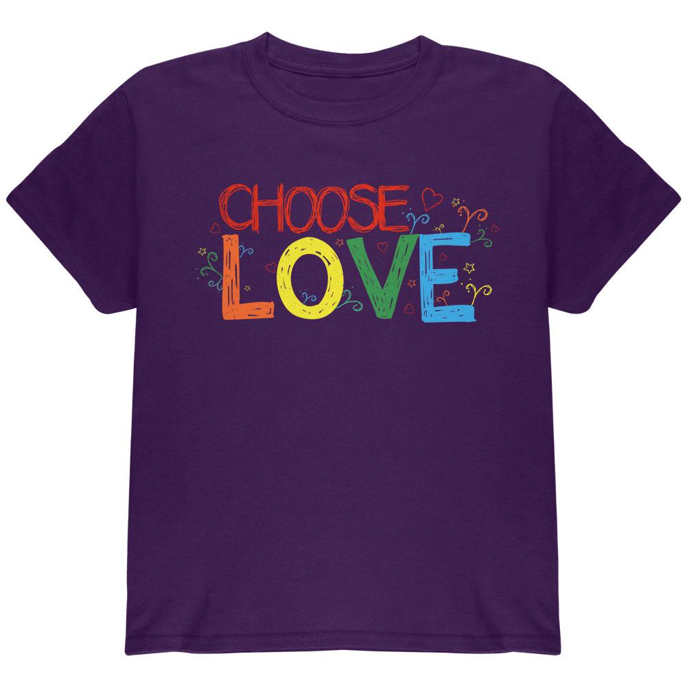 LGBTQ Choose Love Youth T Shirt Youth T-Shirts Old Glory LG Purple 