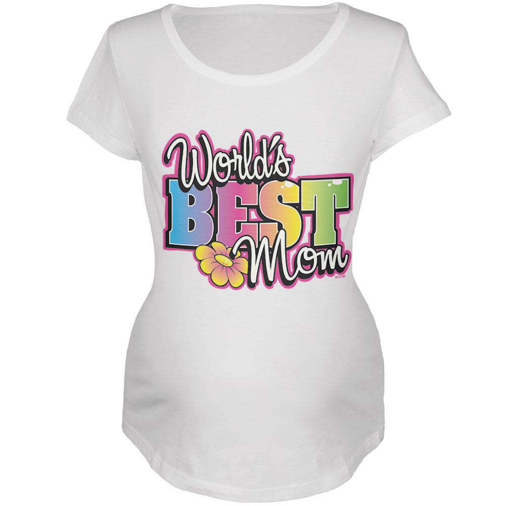 Mother's Day World's Best Mom Maternity Soft T Shirt Maternity T-Shirts Old Glory 2XL White 