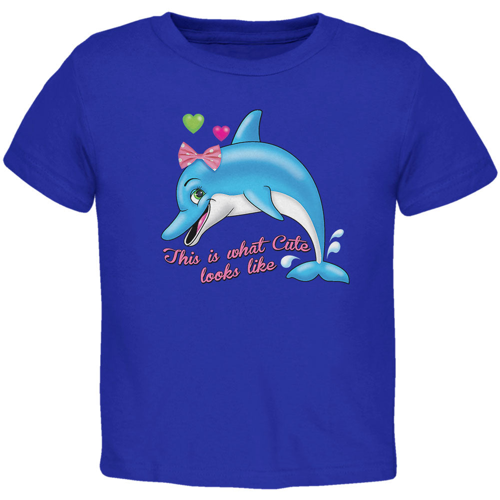 Dolphin This is What Cute Looks Like Toddler T Shirt Toddler T-Shirts Old Glory 2T Blue 