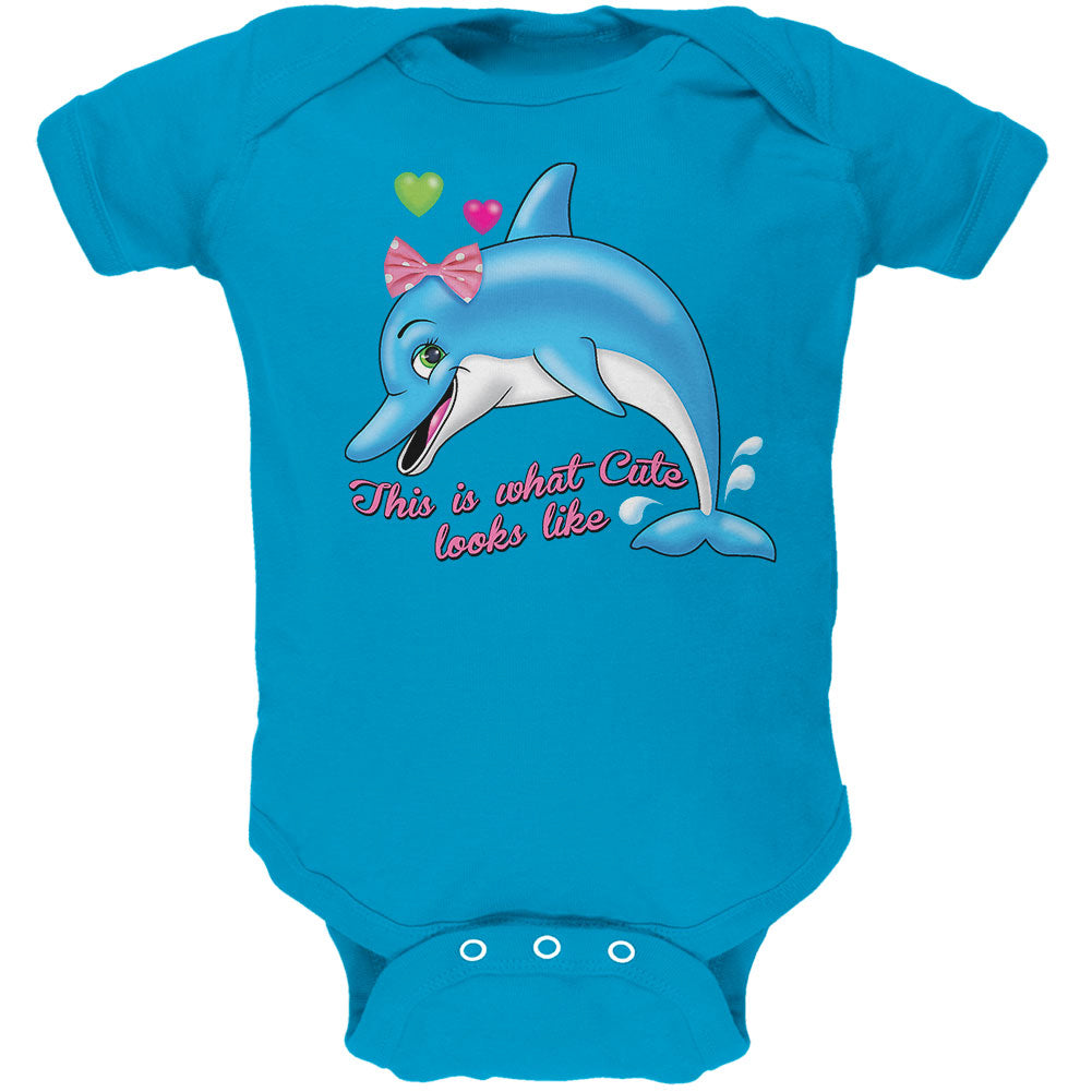 Dolphin This is What Cute Looks Like Soft Baby One Piece Baby One Piece Old Glory 12M Blue 