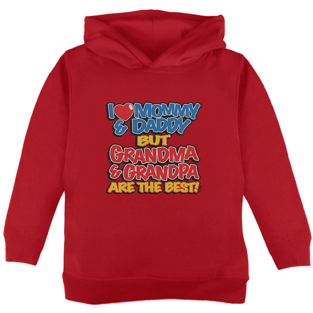 I Love Mommy & Daddy Grandma & Grandpa The Best Toddler Hoodie Toddler Hoodies Old Glory 2T Red 