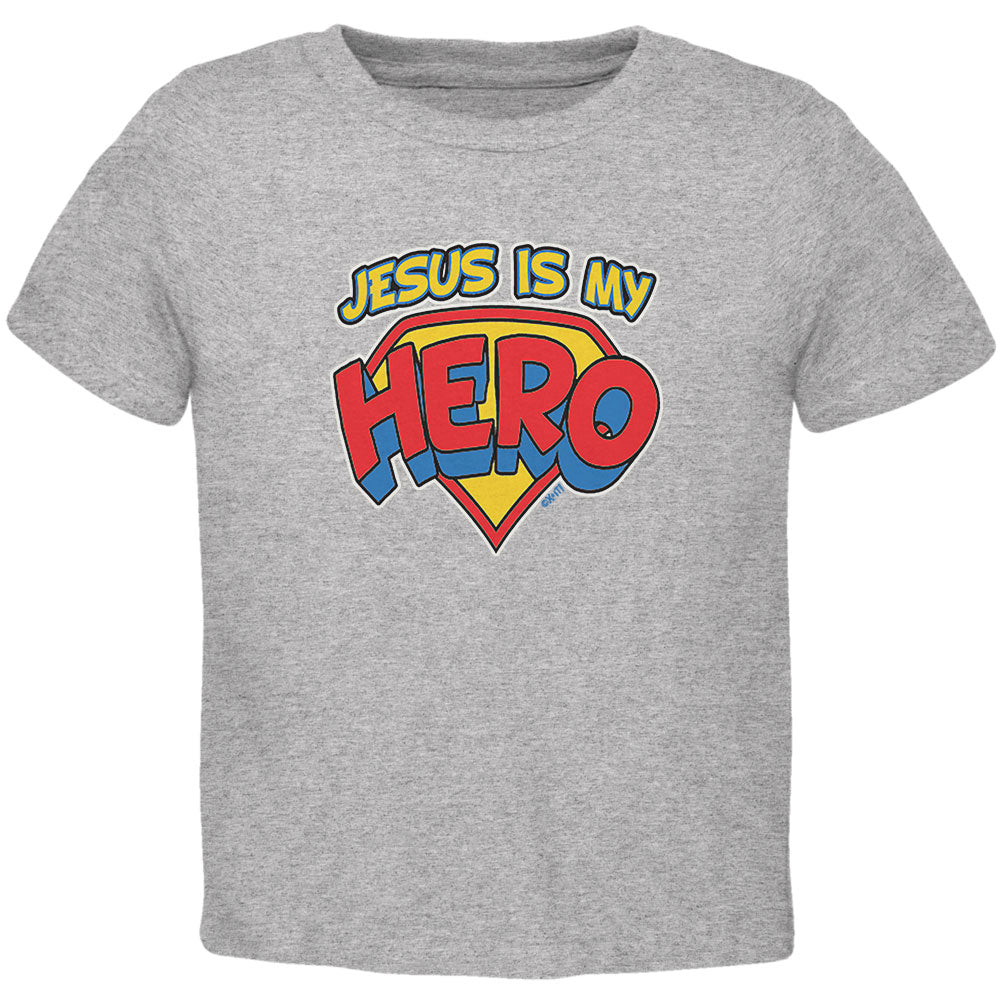 Jesus Is My Hero Toddler T Shirt Toddler T-Shirts Old Glory 2T Grey 