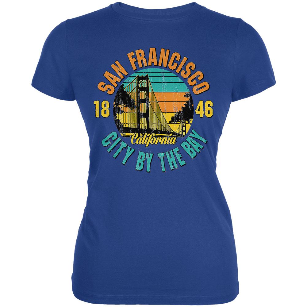 Bridge San Francisco California Juniors Soft T Shirt Juniors T-Shirts Old Glory 2XL Blue 