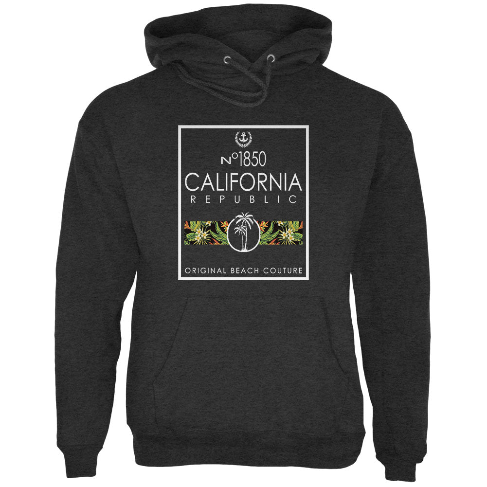 Floral Palm Tree Beach Couture California Republic Mens Hoodie Men's Hoodies Old Glory 2XL Grey 