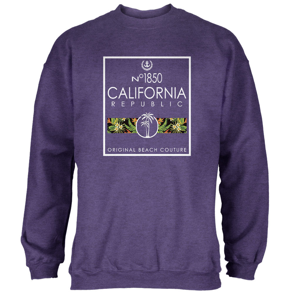 Floral Palm Tree Beach Couture California Republic Mens Sweatshirt Men's Sweatshirts Old Glory 2XL Purple 