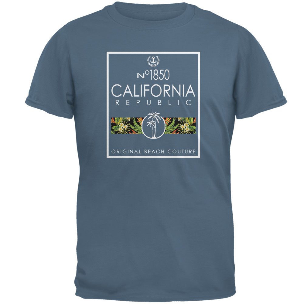 Floral Palm Tree Beach Couture California Republic Mens T Shirt Men's T-Shirts Old Glory 2XL Blue 