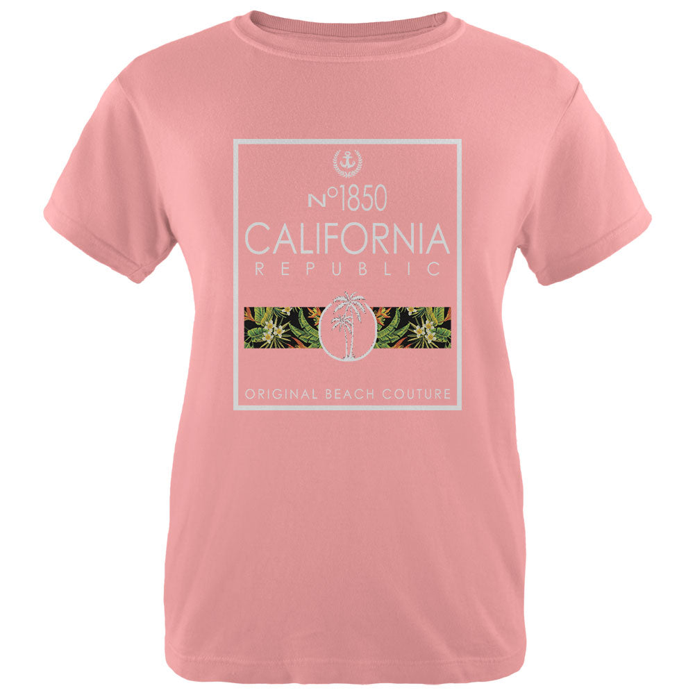 Floral Palm Tree Beach Couture California Republic Womens T Shirt Women's T-Shirts Old Glory LG Pink 