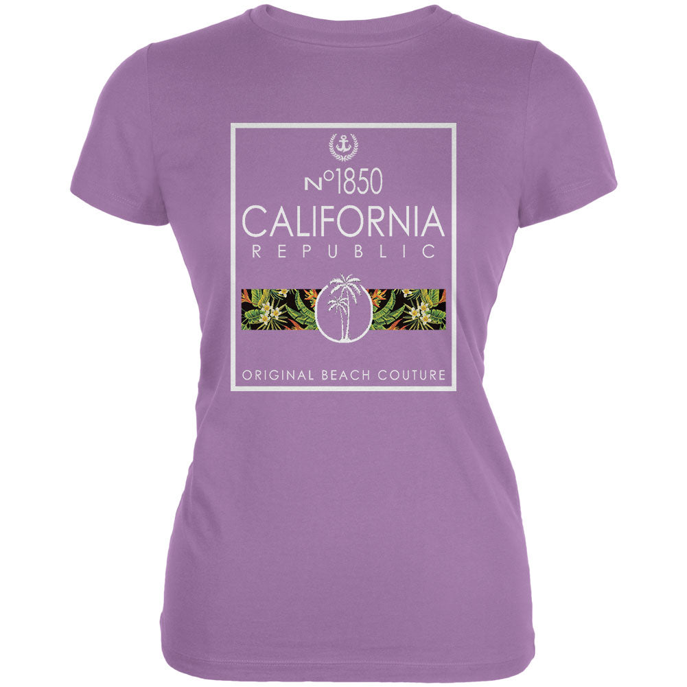 Floral Palm Tree Beach Couture California Republic Juniors Soft T Shirt Juniors T-Shirts Old Glory LG Purple 