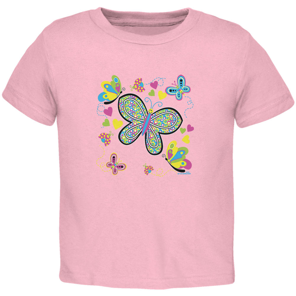 Butterflies Toddler T Shirt Toddler T-Shirts Old Glory 2T Pink 