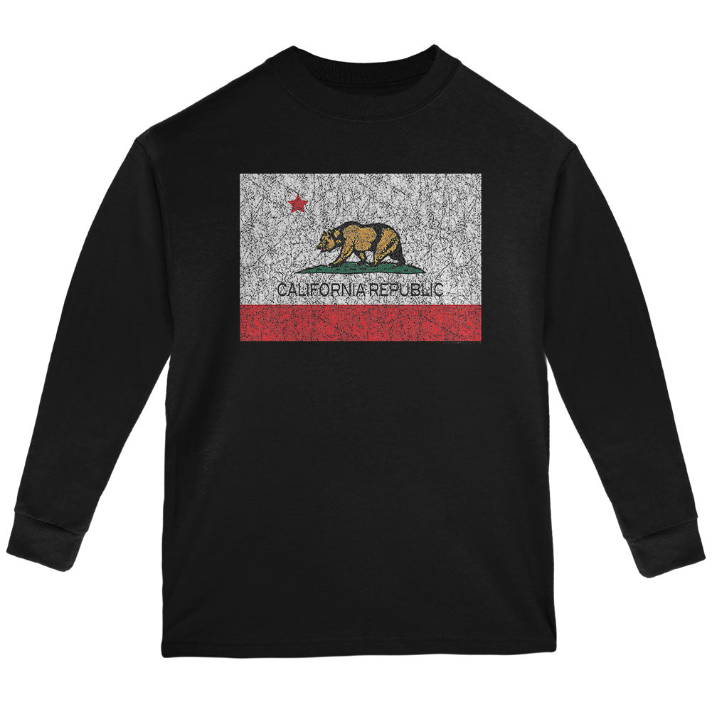 Bear California Republic Youth Long Sleeve T Shirt Youth Long Sleeves Old Glory YLG Black 