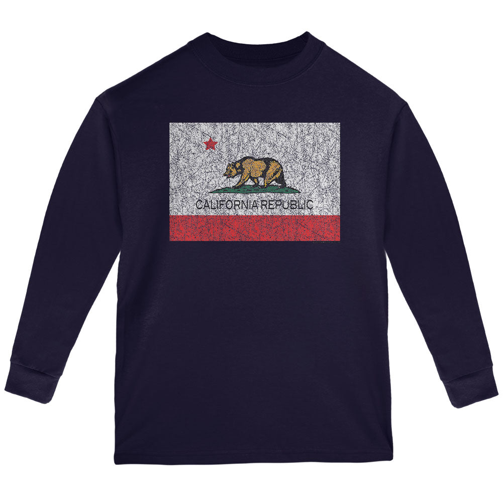 Bear California Republic Youth Long Sleeve T Shirt Youth Long Sleeves Old Glory YLG Navy 