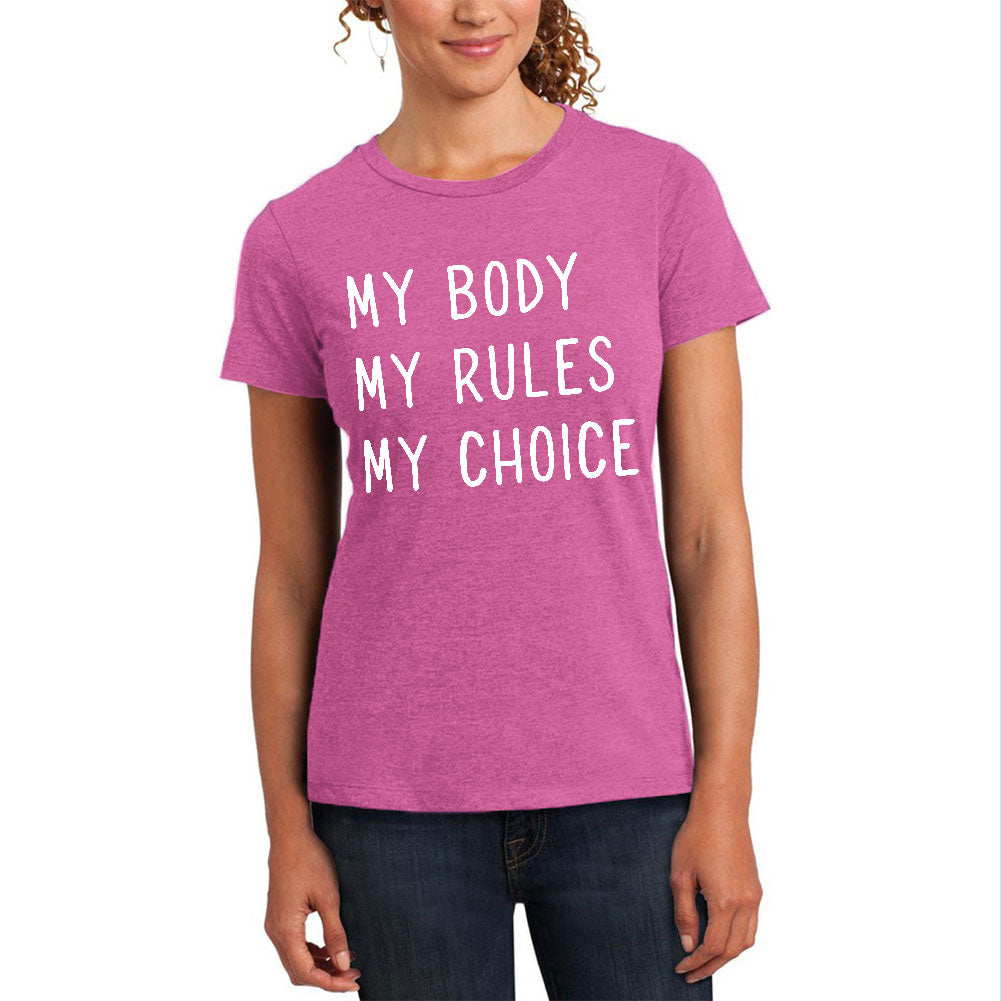 Feminism My Body My Rules My Choice Womens Soft T Shirt Women's T-Shirts Old Glory 2XL Heathered Pink Raspberry 